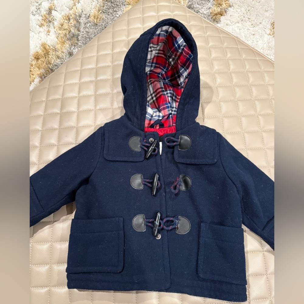 GAP Navy Pea Coat with Plaid Lining